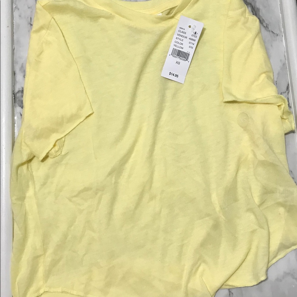 Yellow slight crop tee shirt Pacsun slight sheer
